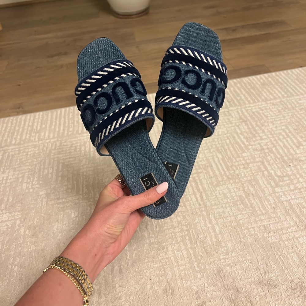 Gucci Denim Slide Sandals 38